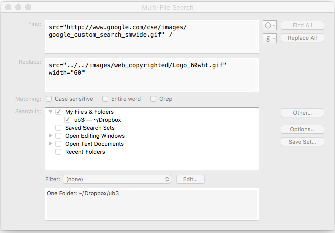テキスト一括置換 BBEdit